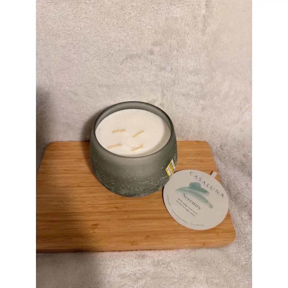 Casaluna Serenity Salted Glass Jar Candle Green 12oz Soy Coconut 50 Hour